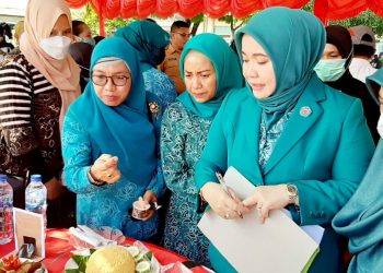 Ketua PKK Halsel, Hj. Eka Dahlia Abusama didampingi Wakil Ketua PKK Rifa'at Al Sa'adah (Foto : Jaretnews)