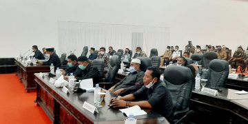 Ketua Fraksi Golkar DPRD Halsel, Rustam Ode Nuru, ST, saat menyampaikan instrupsi