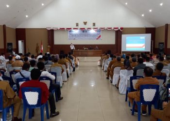 Sosialisasi Rekening Dana Desa, Agen46 dan KUR di Aula Kantor Bupati Halsel (Foto : Tufail)