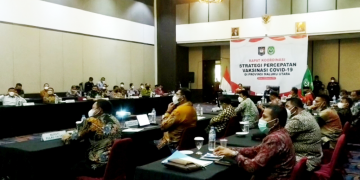 Rapat Koordinasi Strategi Percepatan Vaksinasi Bersama Mendagri Tito Karnavian (Foto : Alfahd)