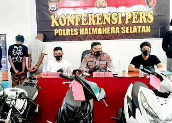 Konferensi Pers Penangkapan 3 Pelaku Curanmor di Polres Halsel