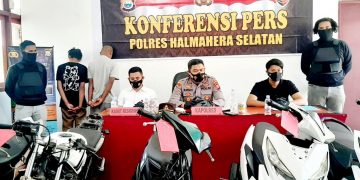 Konferensi Pers Penangkapan 3 Pelaku Curanmor di Polres Halsel