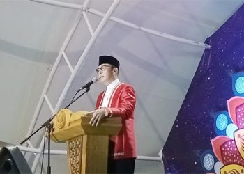 Bupati Pulau Morotai Benny Laos, Memberikan Sambutan pada Pembukaan MTQ XXIX tingkat Propinsi Malut (Ist)