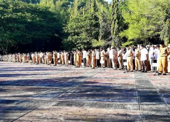 ASN Halsel saat apel gabungan di Sekretriat kantor bupati