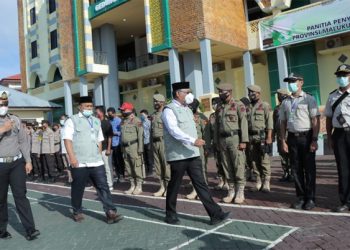 Suasana Apel Siaga oleh PPIH Malut di Asrama Haji Ngade Ternate
