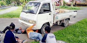 Mobil Operasional UPTD Malaria Center Halsel yang Nyaris Terbakar Akibat kosrleting