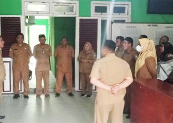 Faris Hi Madan, Plt Kadis DPMD Halsel Saat memimpin Apel