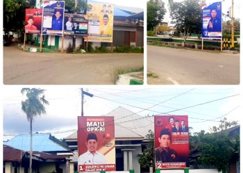 Sejumlah Baliho Caleg terpasang di hari pertama kampanye dikota Labuha
