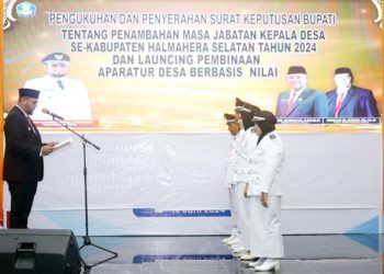 Pengukuhan Penambahan Masa Jabatan Kades oleh Bupati Bassam kasuba
