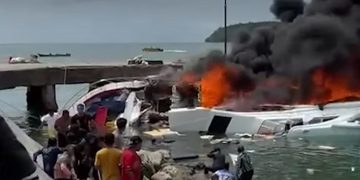 Speedboat Bela 72 Meledak dan Terbakar Di Pelabuhan Regional Taliabu