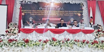 KPU Halsel Saat Menetapkan Hasil Perolehan Rekapitulasi Pernghitungam Suara Calon Bupati dan Wakil Bupati Halsel Tahun 2024