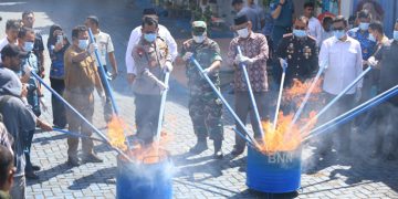 Pemusnahan Barbuk Narkotika Oleh BNNP Malut